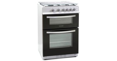 Montpellier MTG60LW 60cm Twin Cavity Gas Cooker in White with Glass Lid
